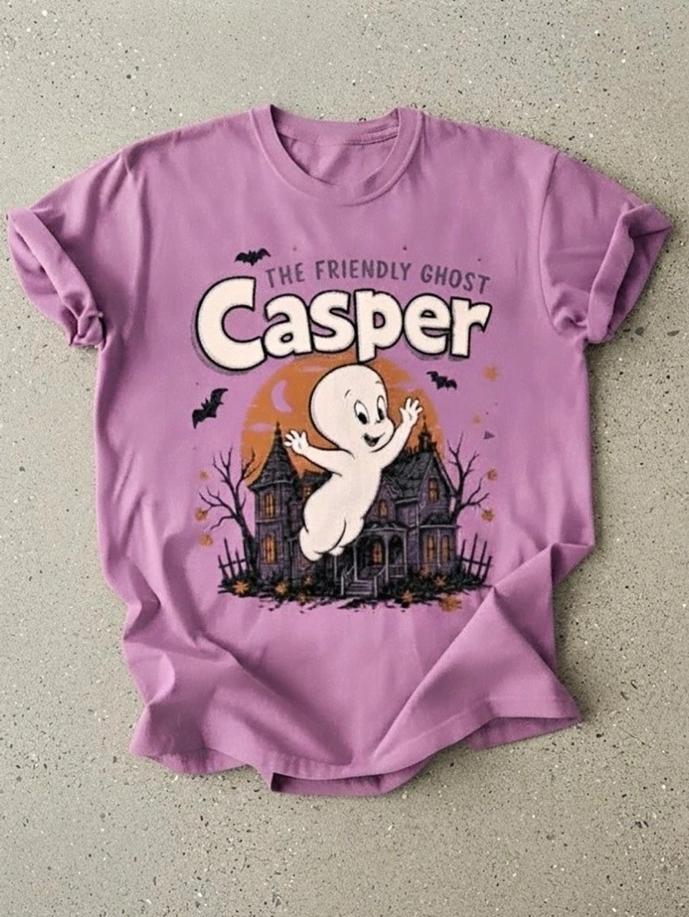 Friendly Ghost Spooky House Cartoon Cute Graphic Gildan T-Shirt